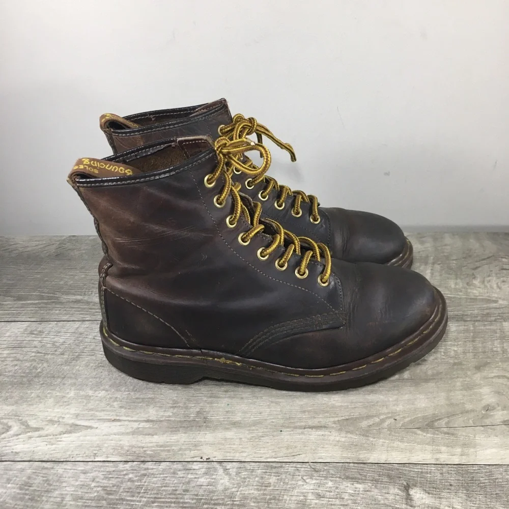 Vtg Docs Dr. Martens 1460 839 Distressed Brown Leather Men’s Combat Punk Boots 8